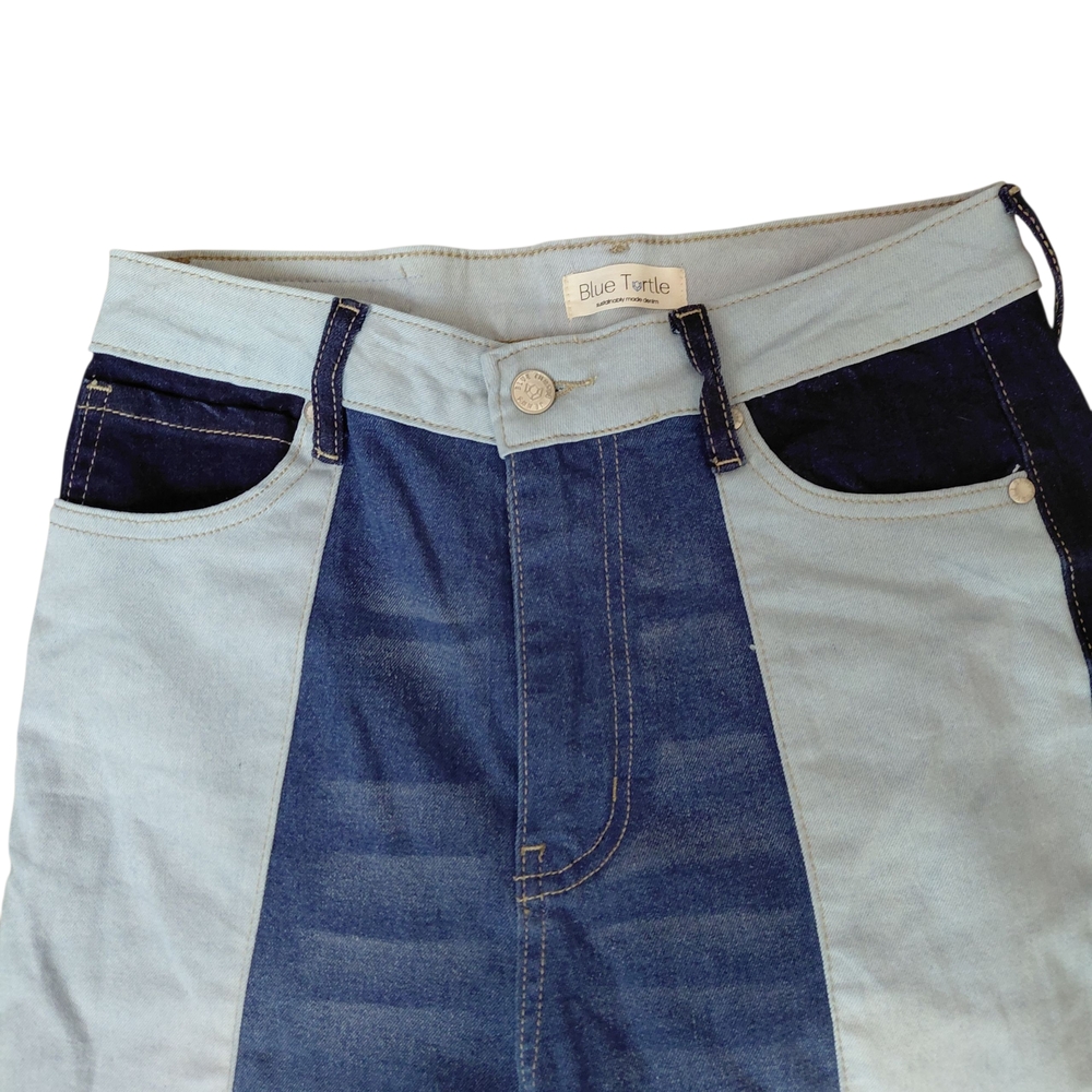 Blue Turtle Bluetones Colorblock Patchwork Flare … - image 4